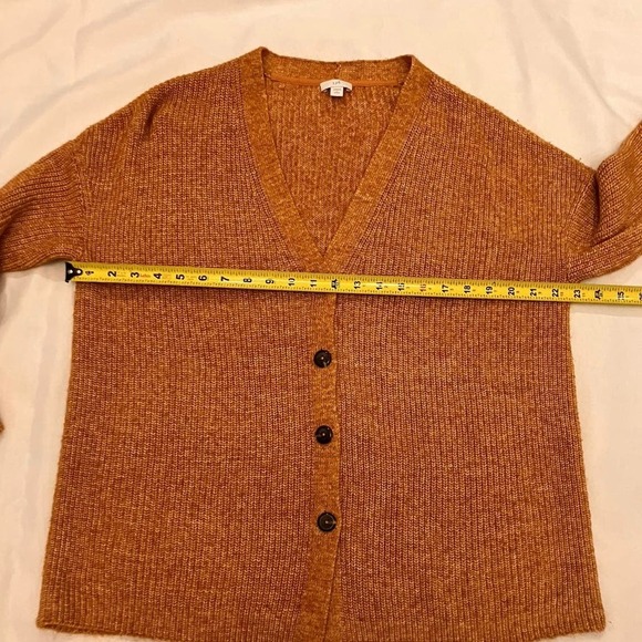 J.Jill Tan Sweater Cardigan Button Front Large Petite V-Neck - Picture 6 of 8
